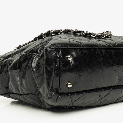 Chanel Portobello Tote Bag aus schwarzem gestepptem glasiertem Kalbsleder und Tweed