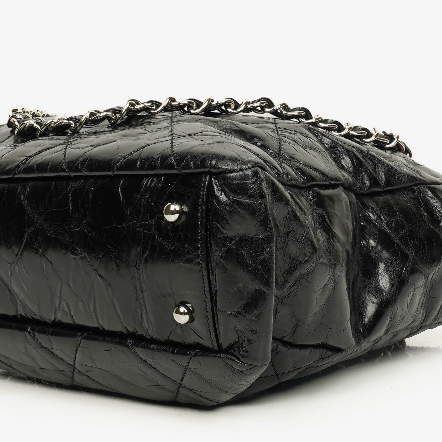 Chanel Portobello Tote Bag aus schwarzem gestepptem glasiertem Kalbsleder und Tweed