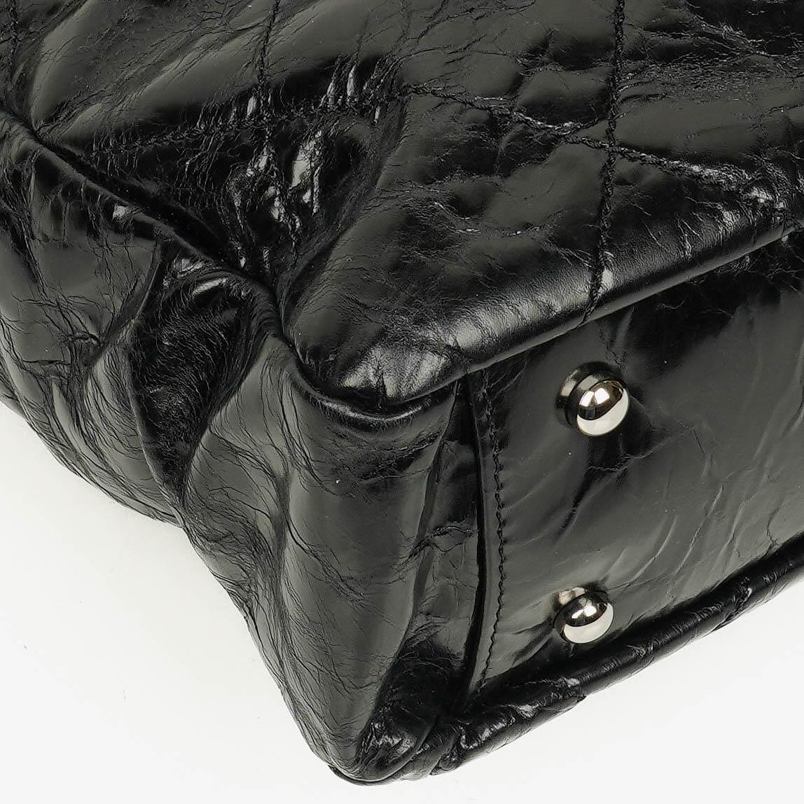 Chanel Portobello Tote Bag aus schwarzem gestepptem glasiertem Kalbsleder und Tweed