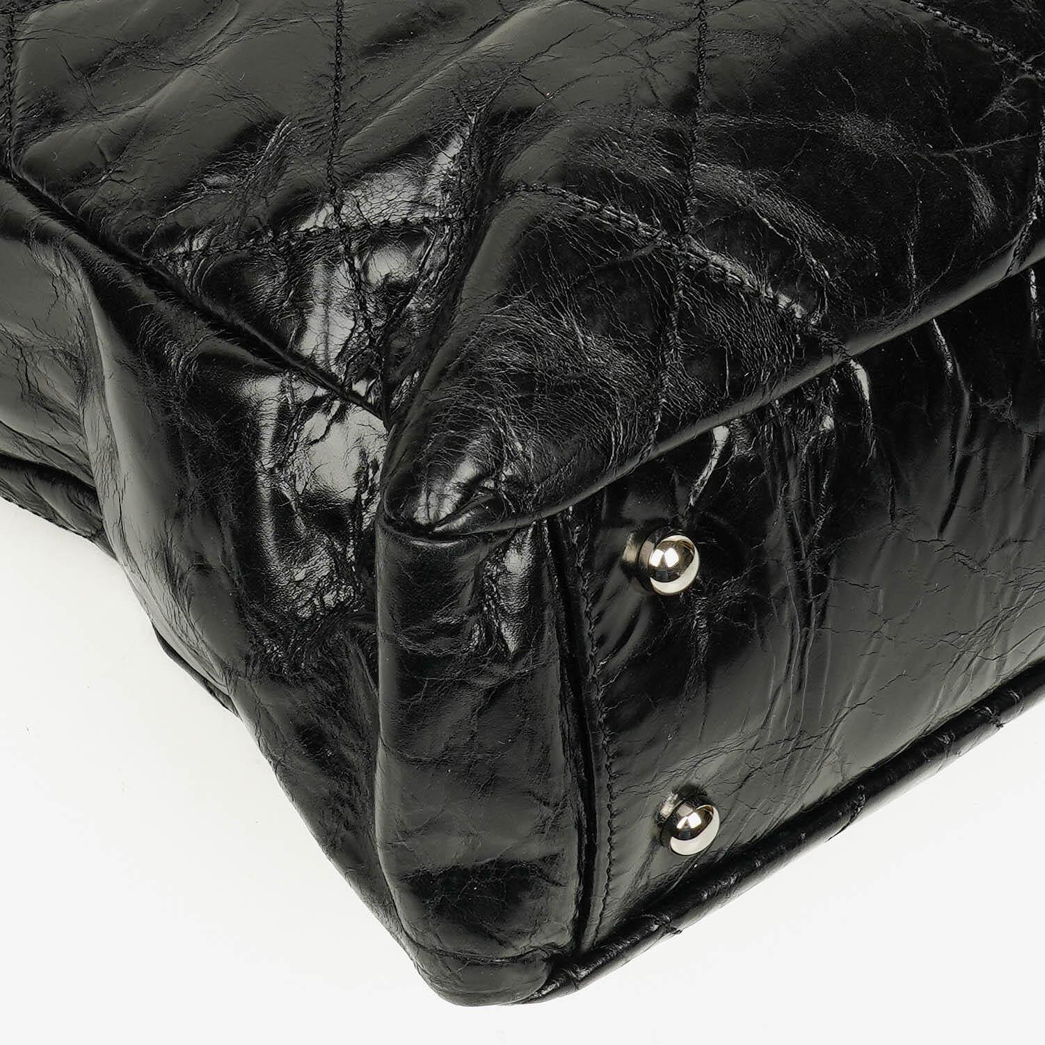Chanel Portobello Tote Bag aus schwarzem gestepptem glasiertem Kalbsleder und Tweed