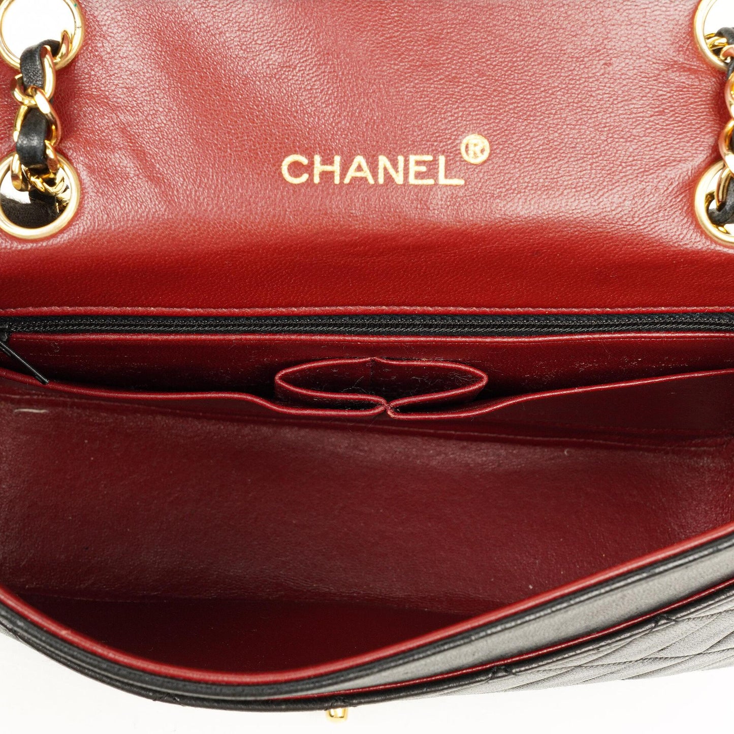 Chanel Full Flap Tasche aus schwarzem gestepptem Lammleder mit 24K Beschlägen