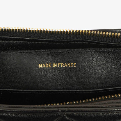 Chanel Schwarze Gestepptes Lammleder Schultertasche