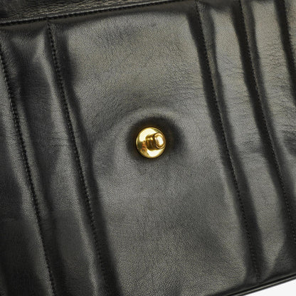 Chanel Kelly Vertical Klappentasche aus schwarzem gestepptem Lammleder mit 24K vergoldeten Beschlägen