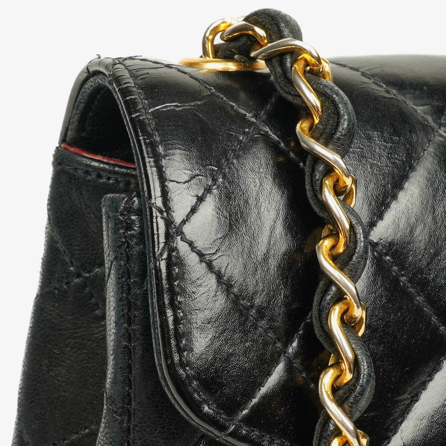 Chanel Square Single Flap Tasche aus schwarzem gestepptem Leder