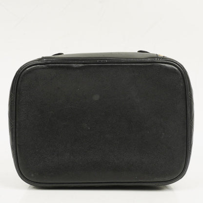 Chanel Vanity Case aus schwarzem gestepptem Leder