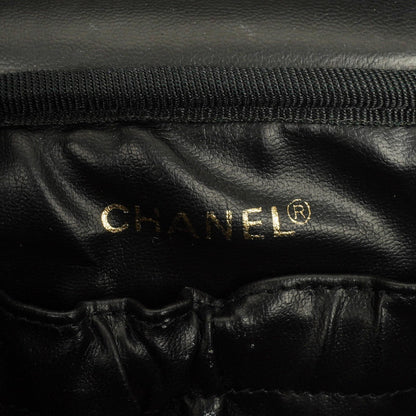 Chanel Vanity Case aus schwarzem gestepptem Leder