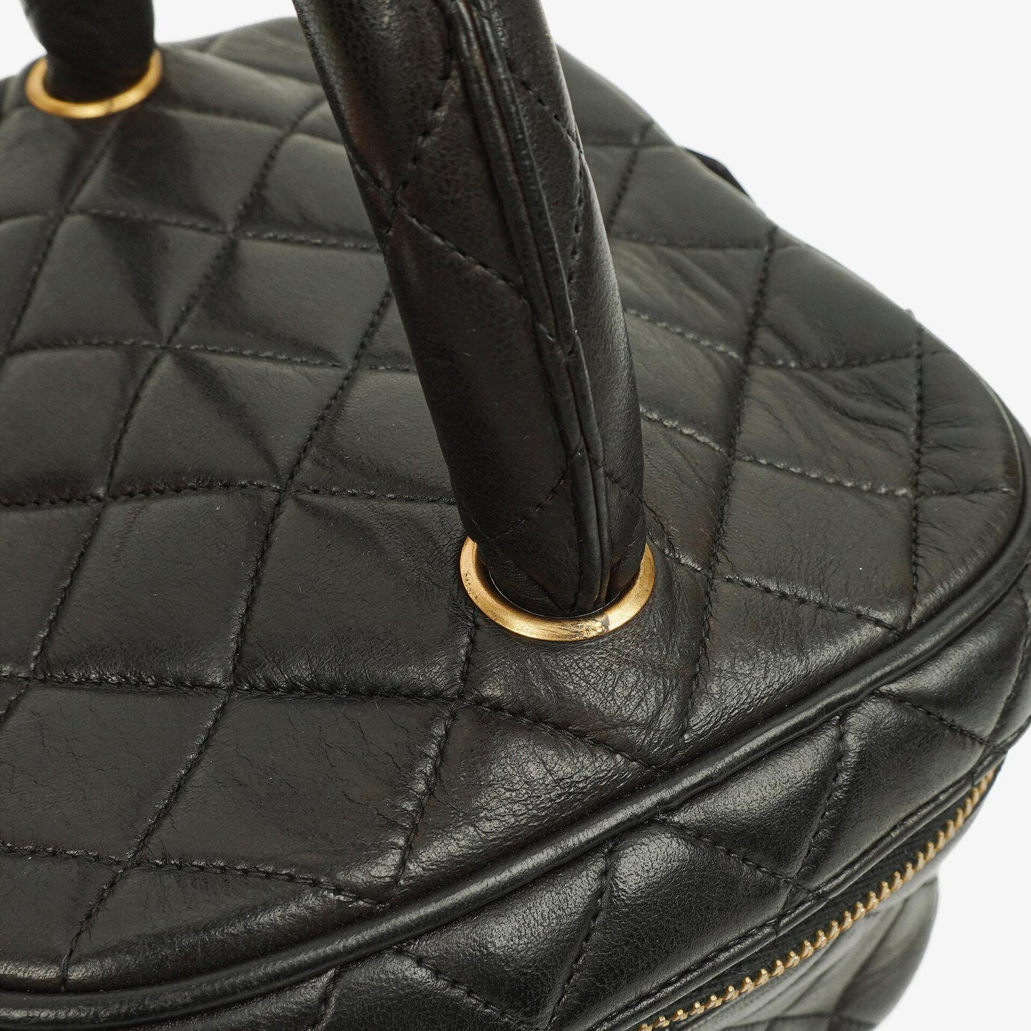 Chanel schwarzer gesteppter Kosmetikkoffer aus Leder