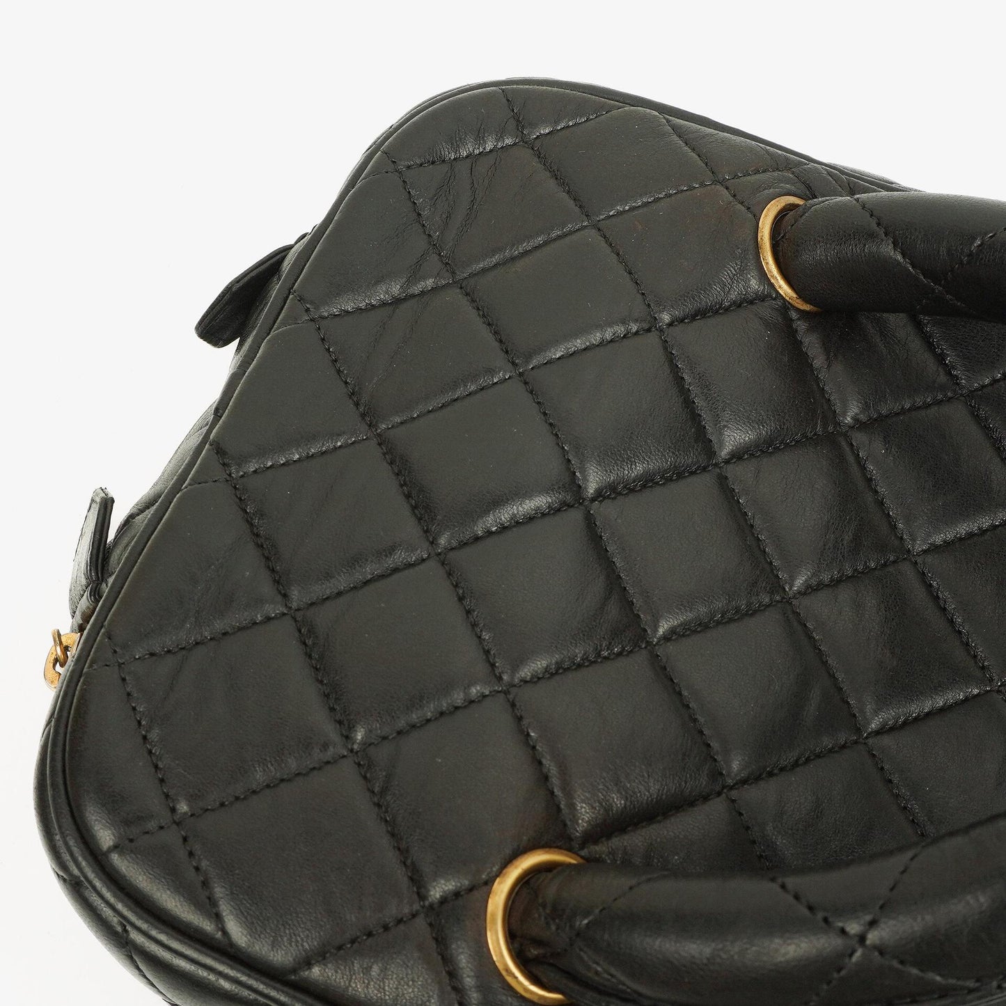 Chanel schwarzer gesteppter Kosmetikkoffer aus Leder