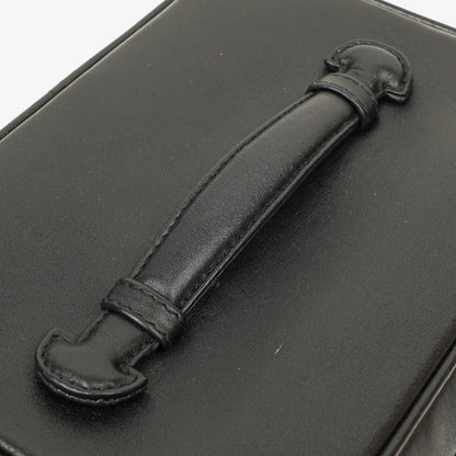 Chanel Vanity Case aus schwarzem gestepptem Leder