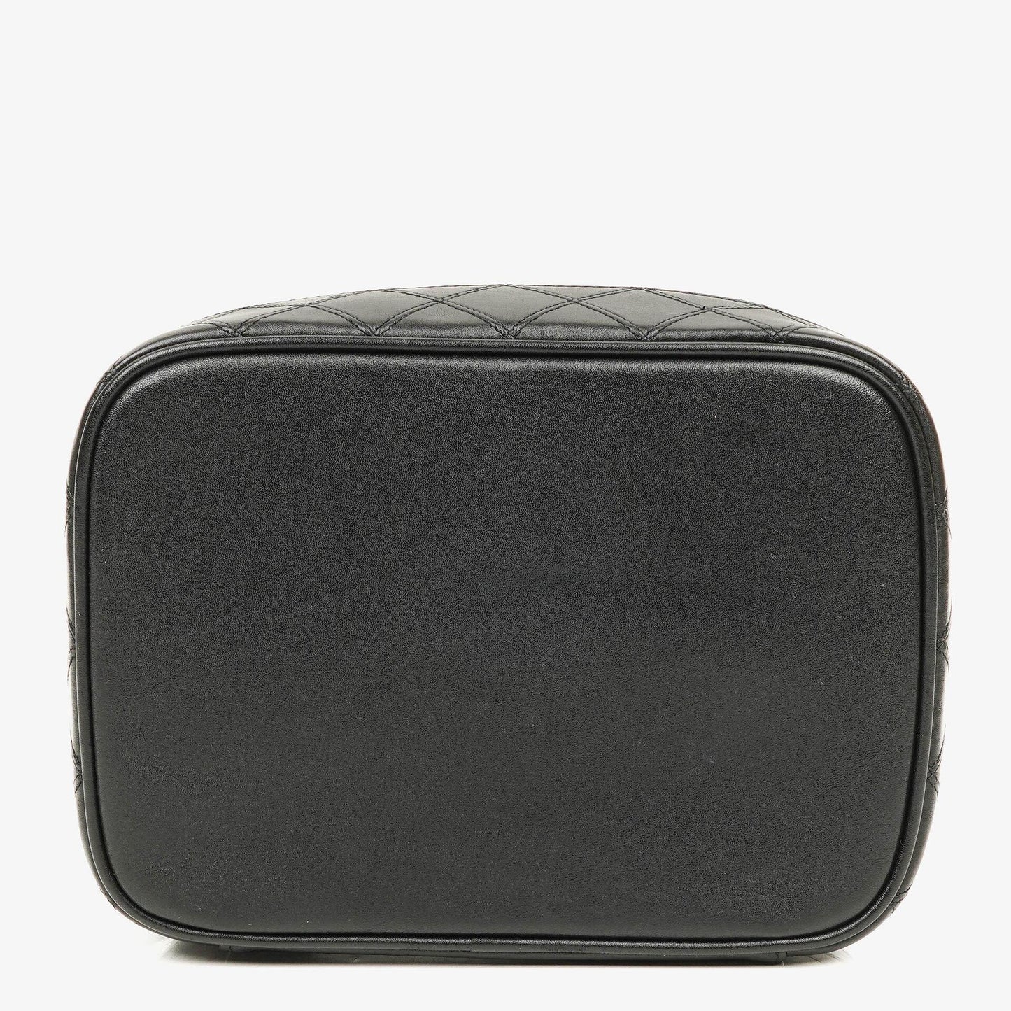 Chanel Vanity Case aus schwarzem gestepptem Leder