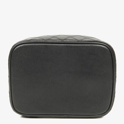 Chanel Vanity Case aus schwarzem gestepptem Leder