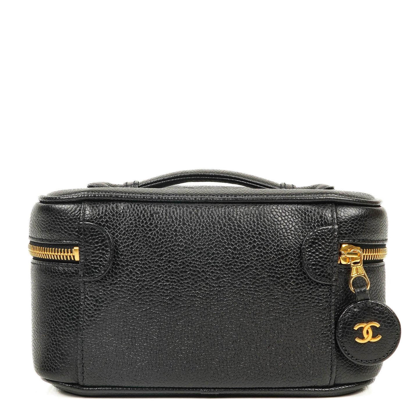 Chanel Kosmetikkoffer aus schwarzem gestepptem Leder