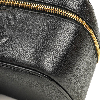 Chanel Kosmetikkoffer aus schwarzem gestepptem Leder