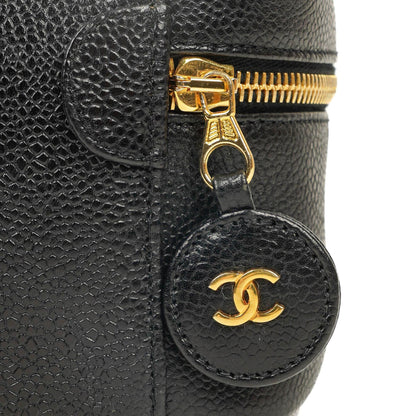 Chanel Kosmetikkoffer aus schwarzem gestepptem Leder