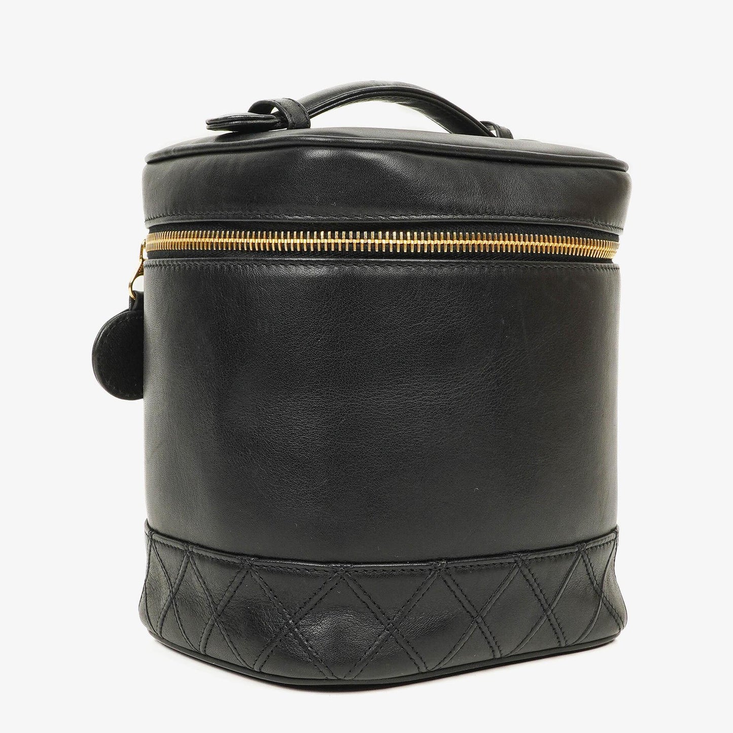 Chanel Kosmetikkoffer aus schwarzem gestepptem Leder