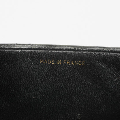 Chanel CC Flap Doppelketten-Tasche aus schwarzem gestepptem Patentleder