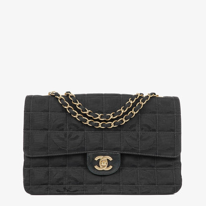 Chanel Travel Line Chocolate Bar Single Flap Tasche in Schwarz