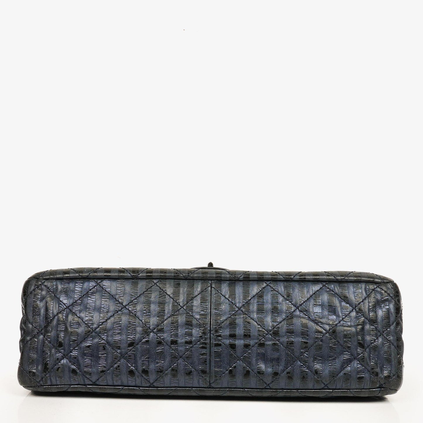 Chanel 2.55 Reissue 227 Jumbo Flap Tasche in Blau Metallic gestreiftem gestepptem Kalbsleder