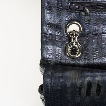 Chanel 2.55 Reissue 227 Jumbo Flap Tasche in Blau Metallic gestreiftem gestepptem Kalbsleder