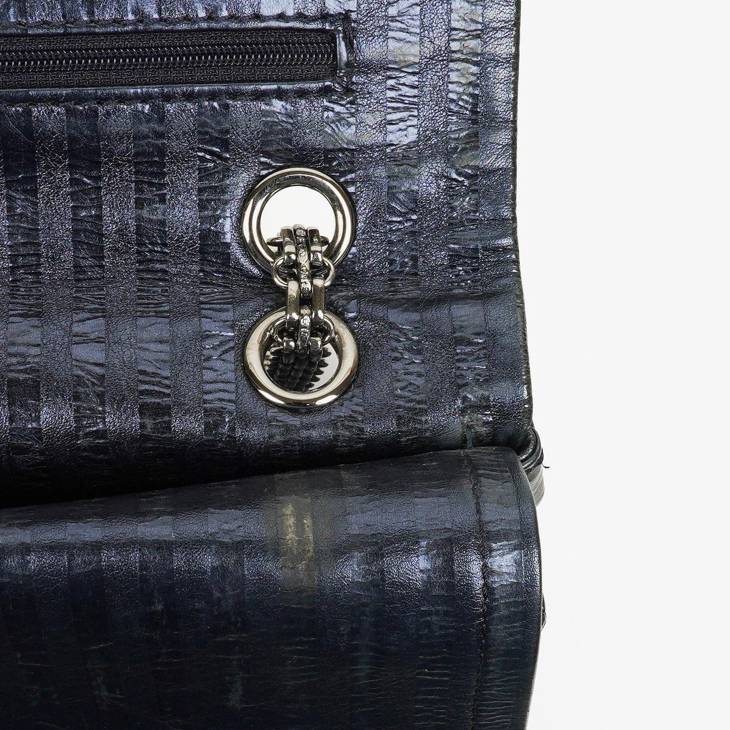 Chanel 2.55 Reissue 227 Jumbo Flap Tasche in Blau Metallic gestreiftem gestepptem Kalbsleder