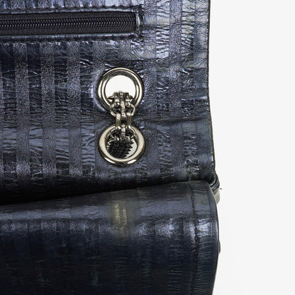 Chanel 2.55 Reissue 227 Jumbo Flap Tasche in Blau Metallic gestreiftem gestepptem Kalbsleder