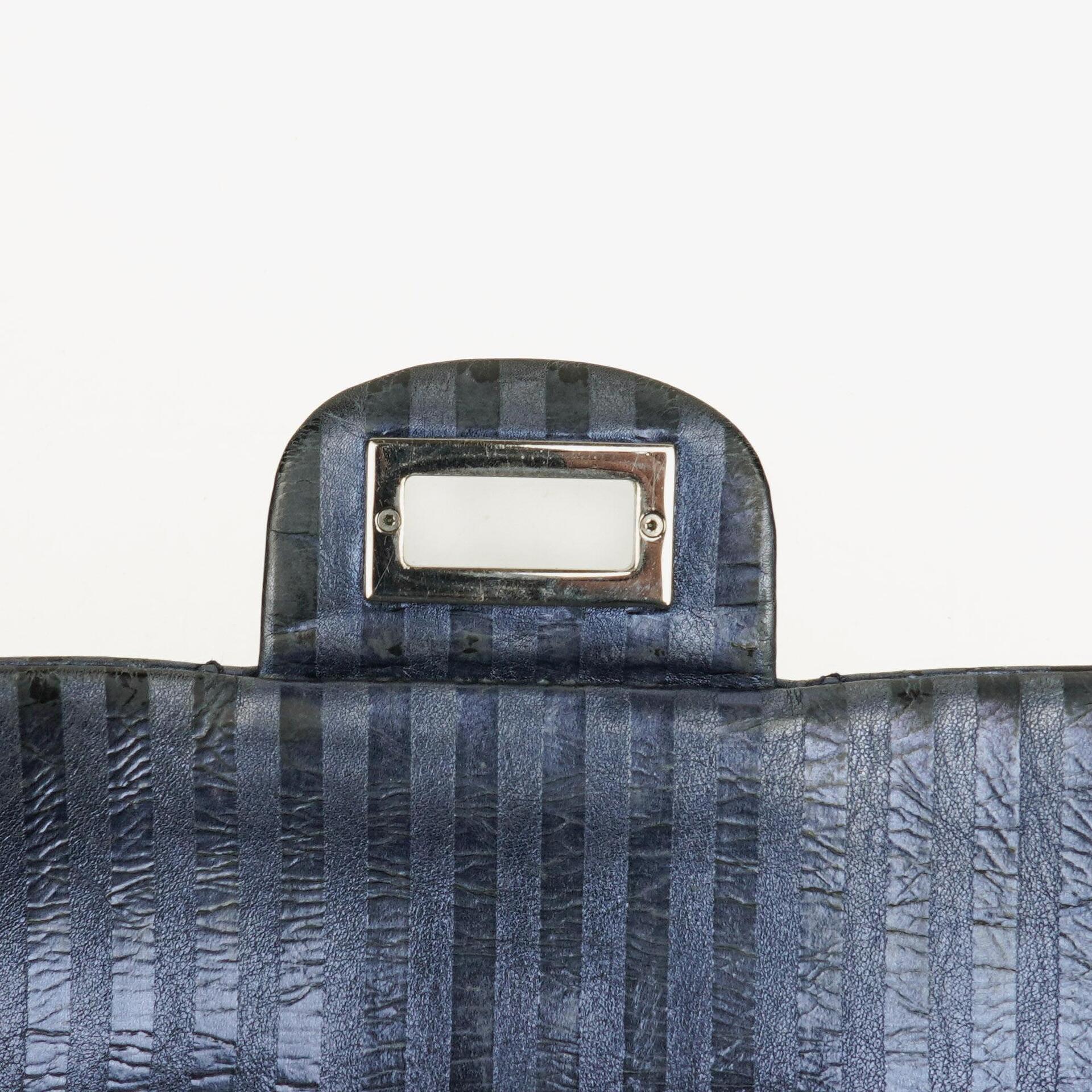 Chanel 2.55 Reissue 227 Jumbo Flap Tasche in Blau Metallic gestreiftem gestepptem Kalbsleder