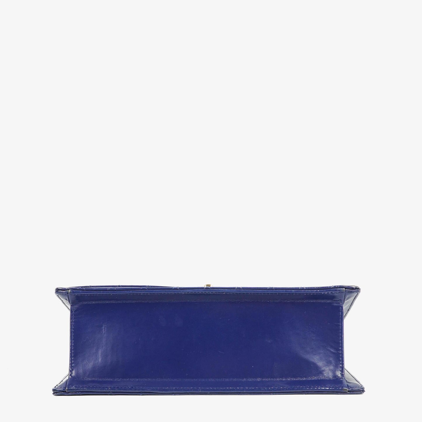 Chanel Blue Steppierte Lackleder Lange Flap-Tasche