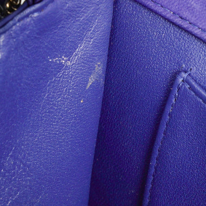 Chanel Blue Steppierte Lackleder Lange Flap-Tasche