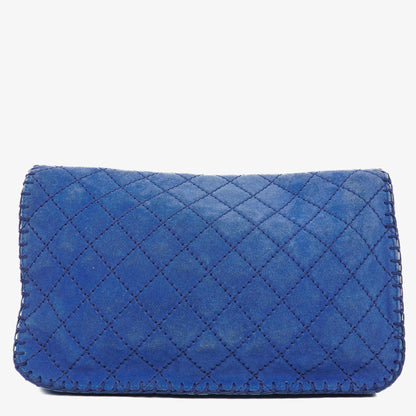Chanel Large Flap Tasche aus blauem gestepptem Wildleder mit Whipstitch