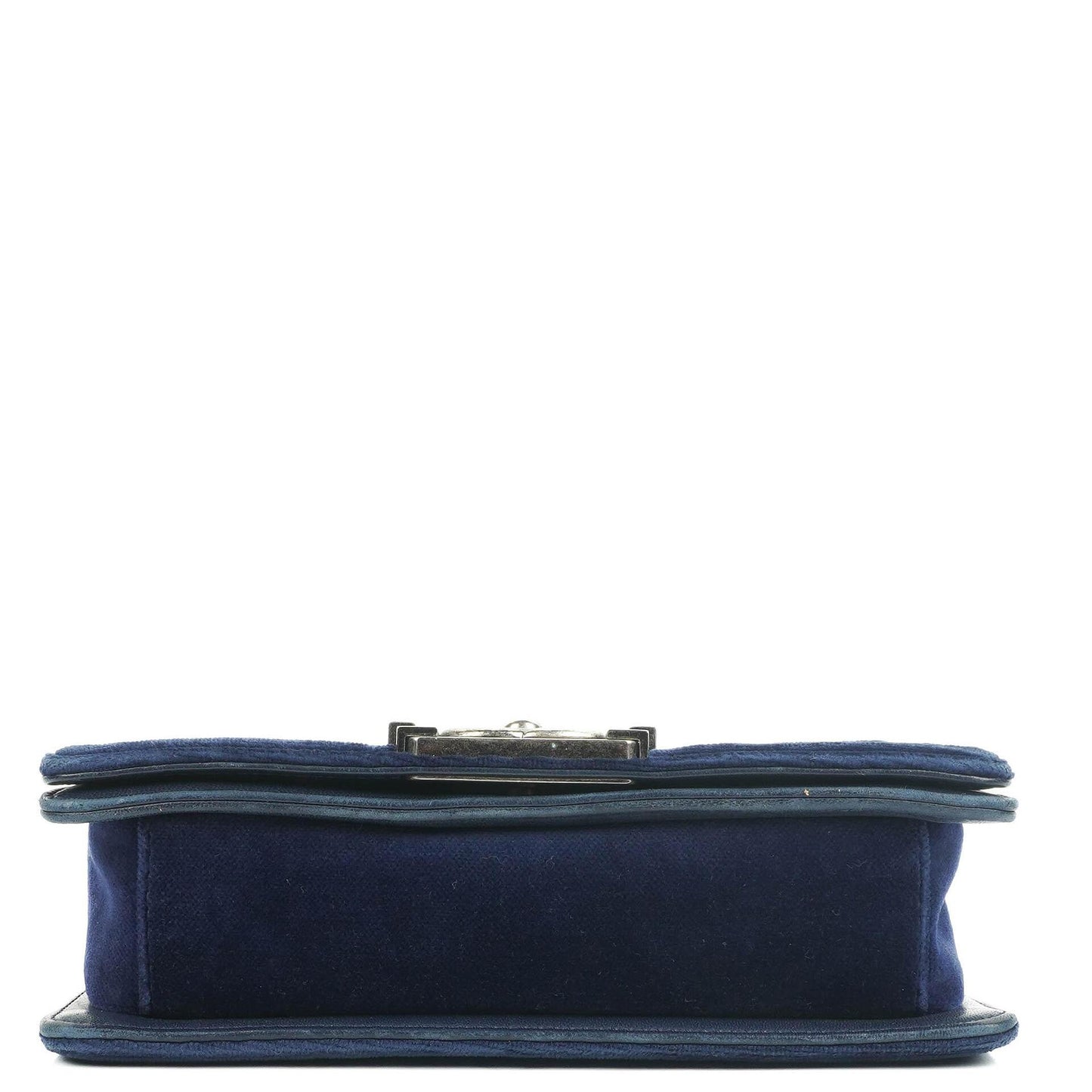 Chanel kleine Boy Flap Tasche aus blauem Samt mit Ruthenium-Hardware