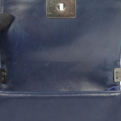 Chanel kleine Boy Flap Tasche aus blauem Samt mit Ruthenium-Hardware