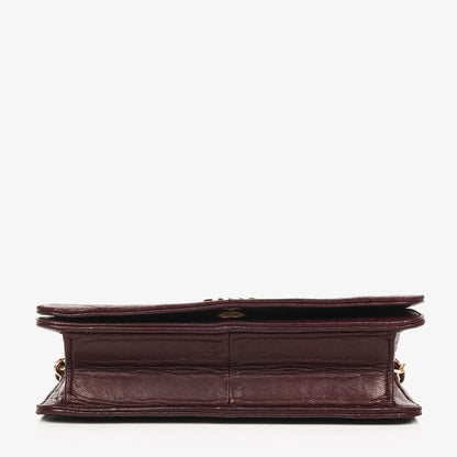 Chanel Mini Classic WOC Full Flap Geldbörse mit Kette aus gestepptem bordeauxfarbenem Lammleder mit 24K vergoldeter Hardware