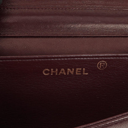 Chanel Mini Classic WOC Full Flap Geldbörse mit Kette aus gestepptem bordeauxfarbenem Lammleder mit 24K vergoldeter Hardware
