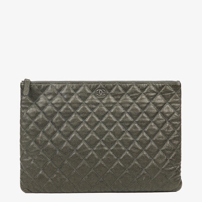 Chanel Boy Kosmetiktasche Groß Metallic Kaviar Steppung