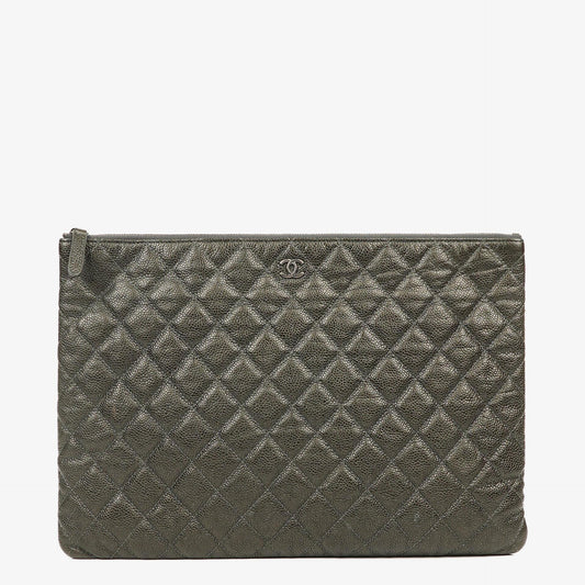 Chanel Boy Kosmetiktasche Groß Metallic Kaviar Steppung