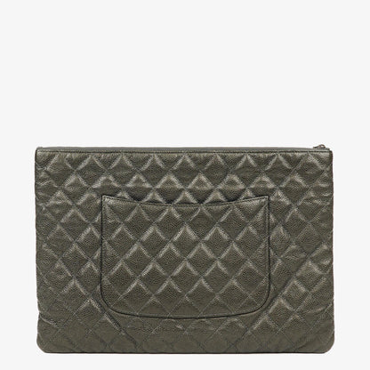 Chanel Boy Kosmetiktasche Groß Metallic Kaviar Steppung