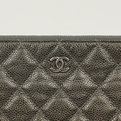Chanel Boy Kosmetiktasche Groß Metallic Kaviar Steppung
