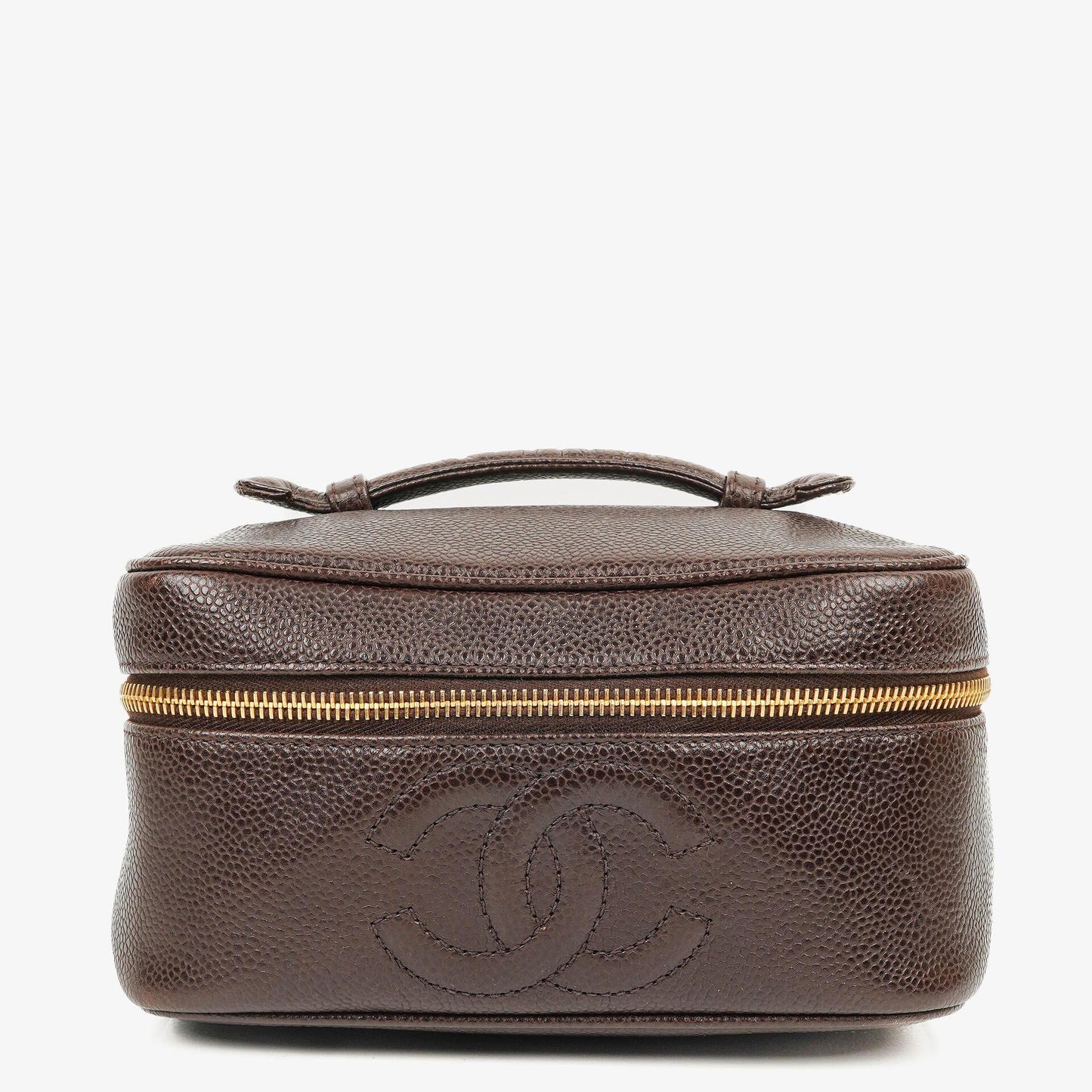 Chanel Braun Caviar Gestepptes Leder Timeless Kosmetiktasche