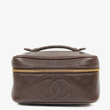 Chanel Braun Caviar Gestepptes Leder Timeless Kosmetiktasche