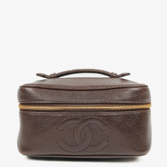 Chanel Braun Caviar Gestepptes Leder Timeless Kosmetiktasche