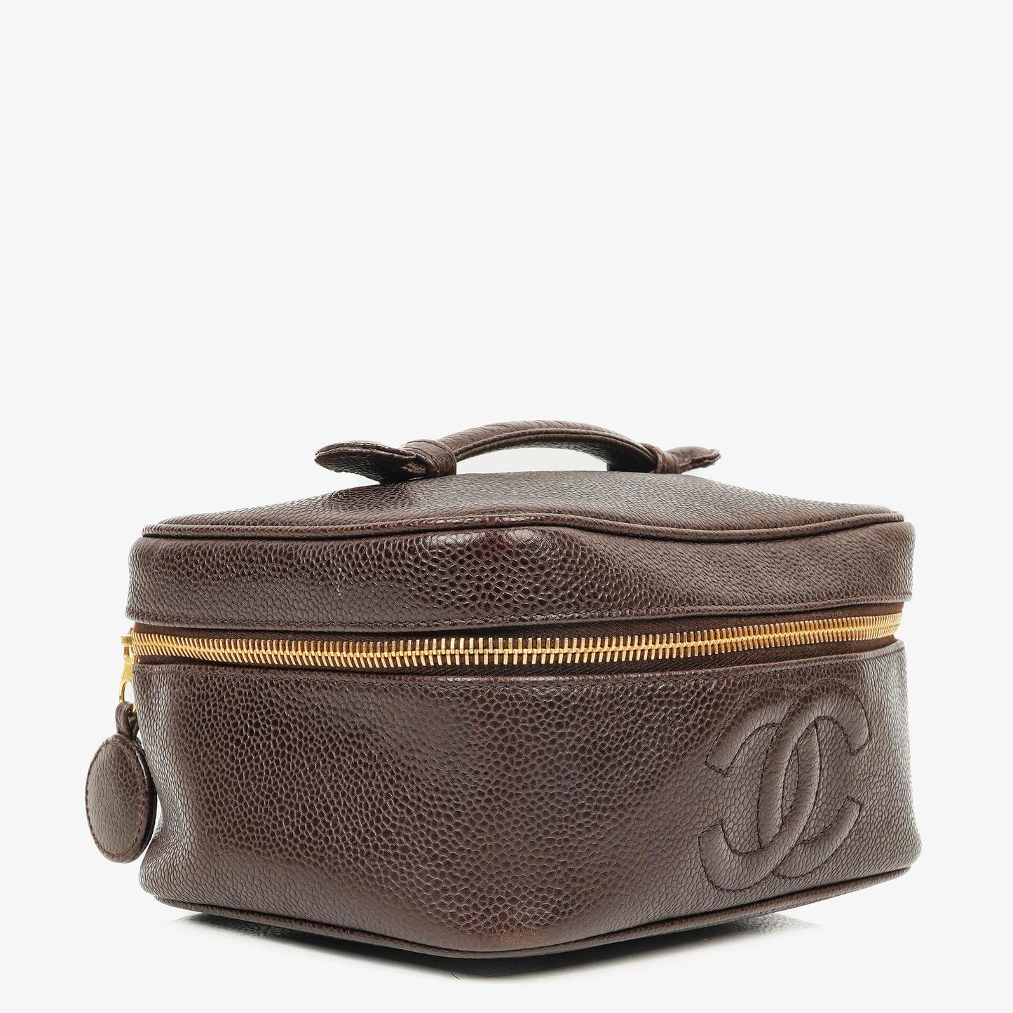 Chanel Braun Caviar Gestepptes Leder Timeless Kosmetiktasche