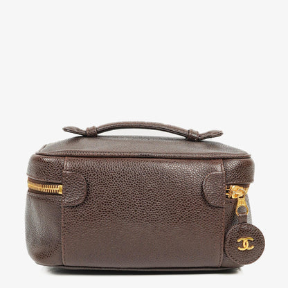 Chanel Braun Caviar Gestepptes Leder Timeless Kosmetiktasche