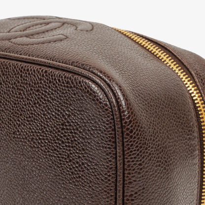 Chanel Braun Caviar Gestepptes Leder Timeless Kosmetiktasche