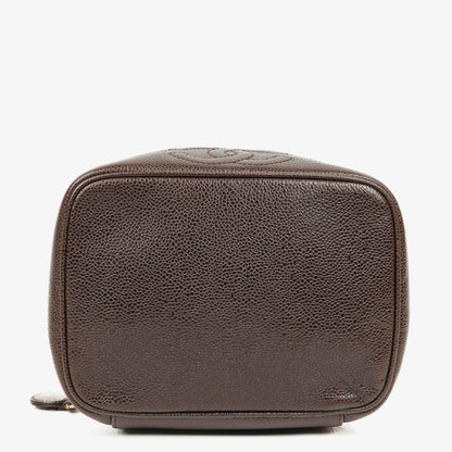 Chanel Braun Caviar Gestepptes Leder Timeless Kosmetiktasche