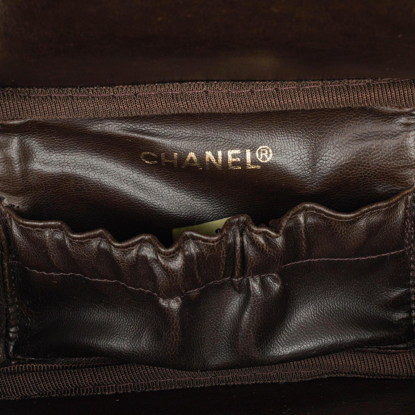 Chanel Braun Caviar Gestepptes Leder Timeless Kosmetiktasche
