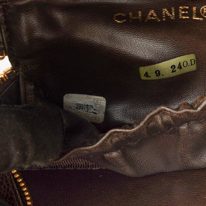 Chanel Braun Caviar Gestepptes Leder Timeless Kosmetiktasche