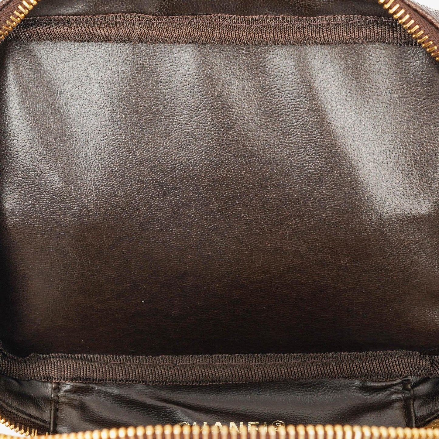 Chanel Braun Caviar Gestepptes Leder Timeless Kosmetiktasche