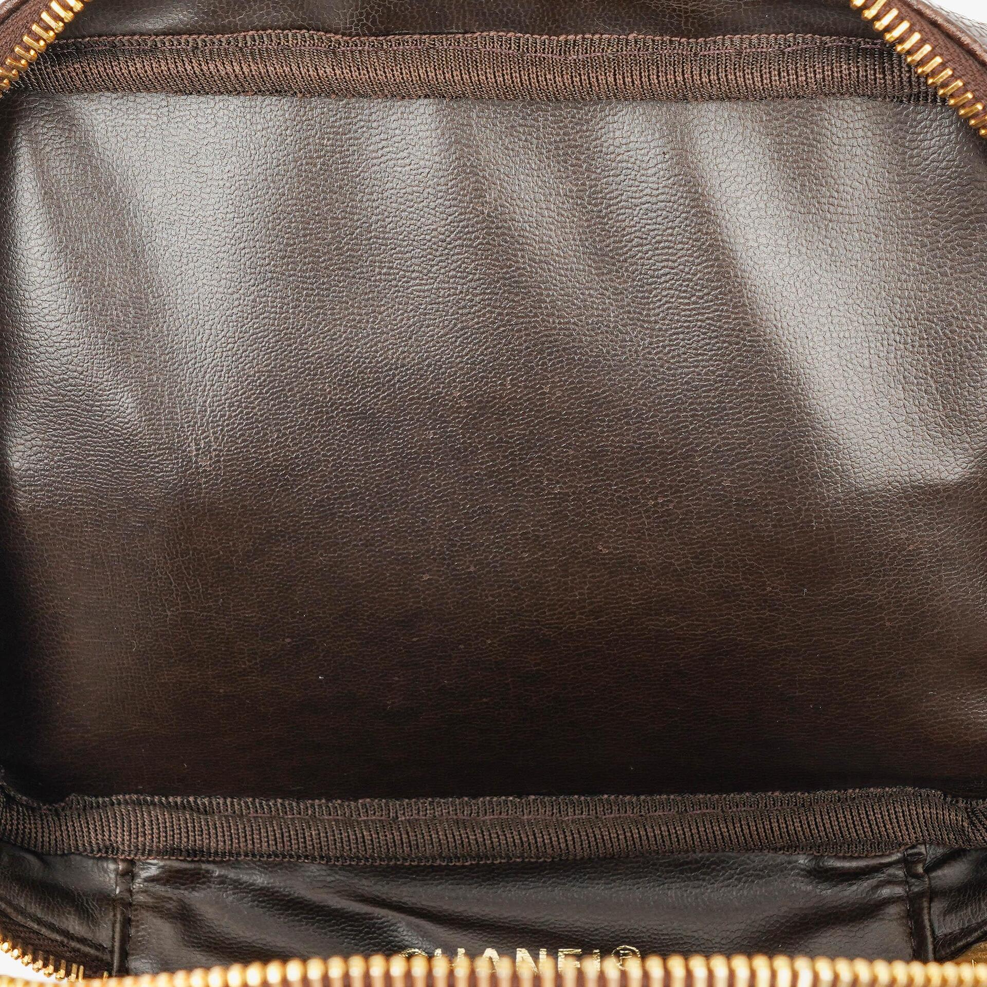 Chanel Braun Caviar Gestepptes Leder Timeless Kosmetiktasche