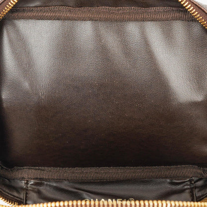 Chanel Braun Caviar Gestepptes Leder Timeless Kosmetiktasche