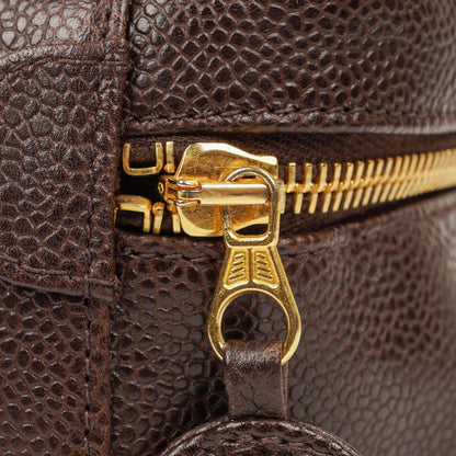 Chanel Braun Caviar Gestepptes Leder Timeless Kosmetiktasche